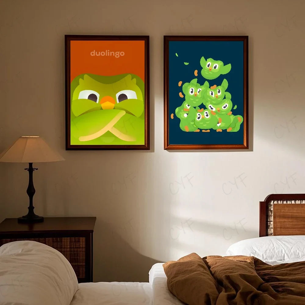 Duolingo Owl Duo 2 HD Waterproof PVC Wall Poster | Home Decor