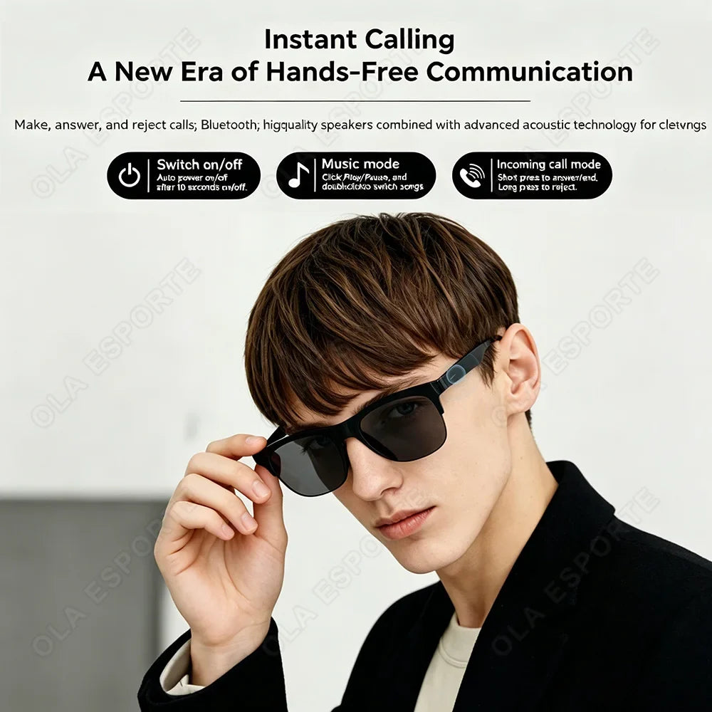 AI Smart Sunglasses – Bluetooth 5.3, UV Protection & Voice Control