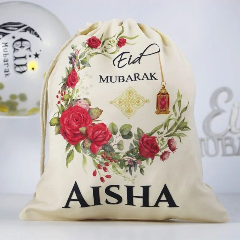 Personalised Eid Mubarak Drawstring Gift Sack | Ramadan Kids Bag