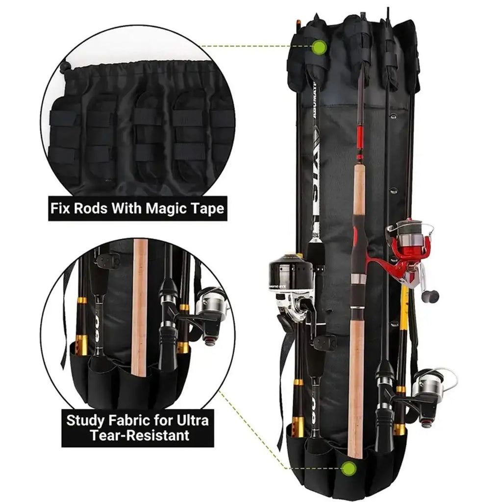 Portable Fishing Rod Storage Bag Waterproof Canvas Travel Case