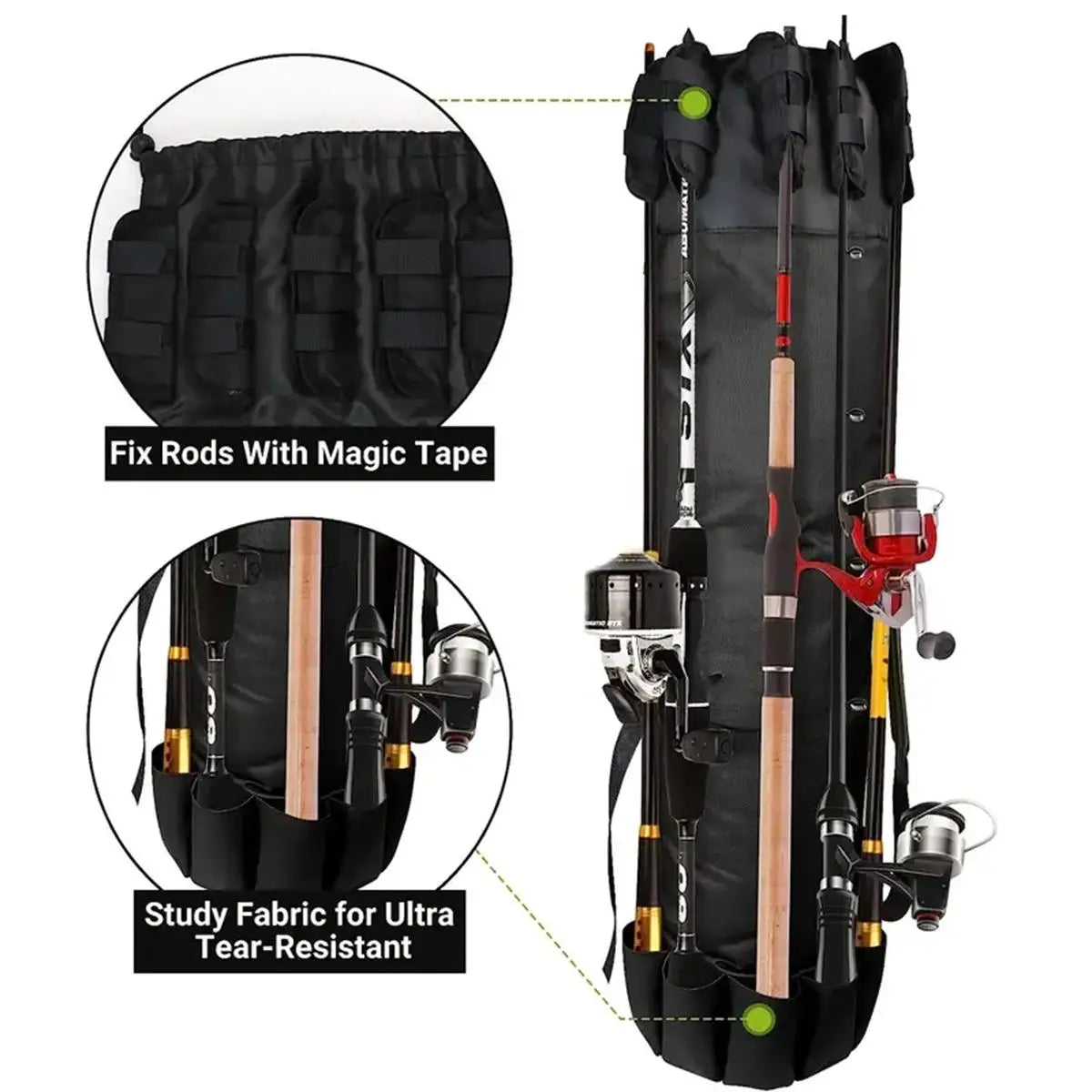 Portable Fishing Rod Storage Bag Waterproof Canvas Travel Case