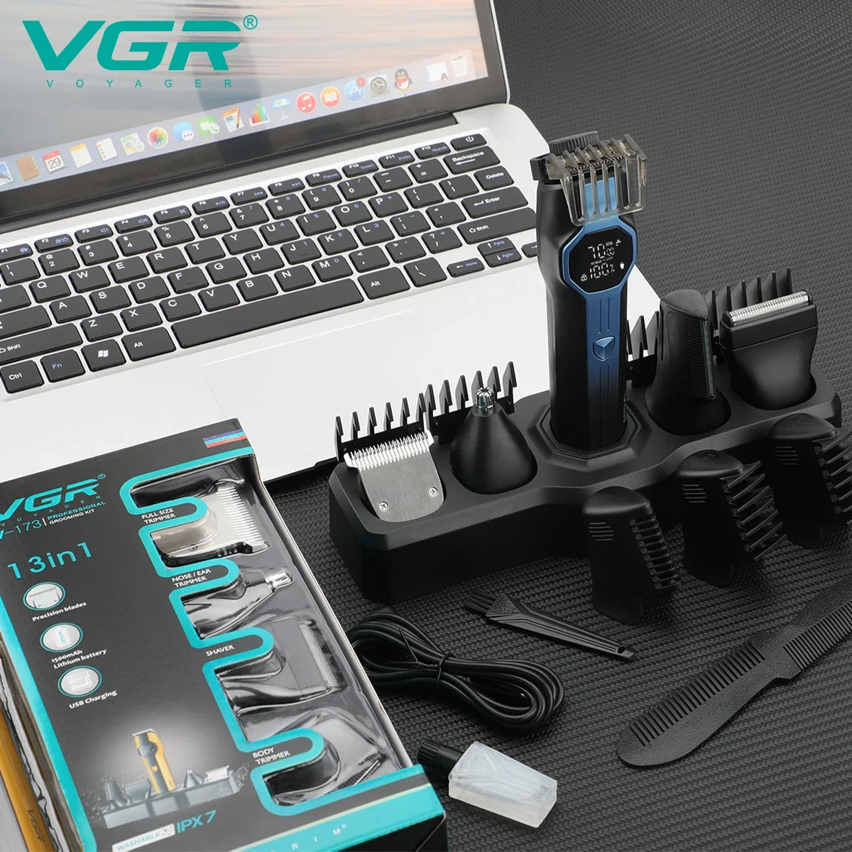 VGR V-173 Men's Hair Clipper & 5-in-1 Grooming Trimmer Set