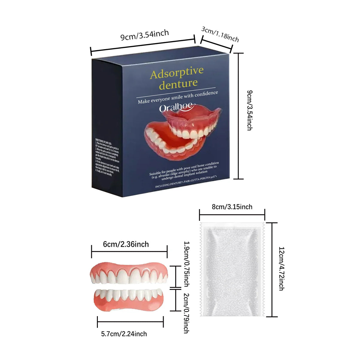 Temporary Cosmetic Dentures Full Set | Moldable Resin Smile Kit