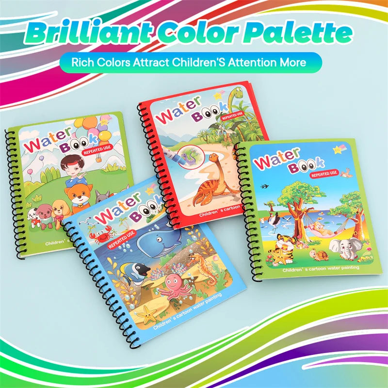 Water Drawing Books Educational Toy Kids Toddlers Reusable Graffiti