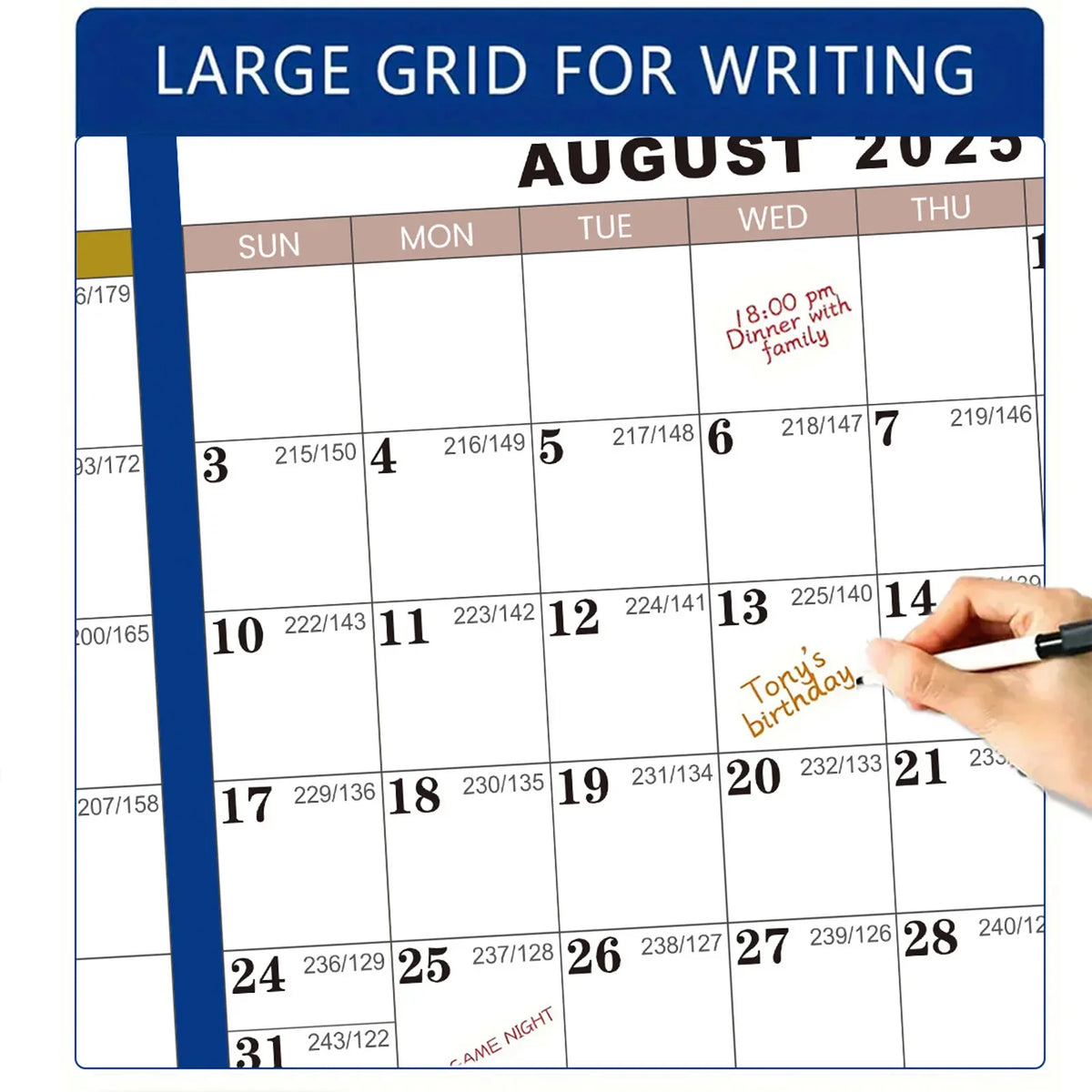 2026 Laminated Erasable Wall Calendar | Double-Sided Foldable