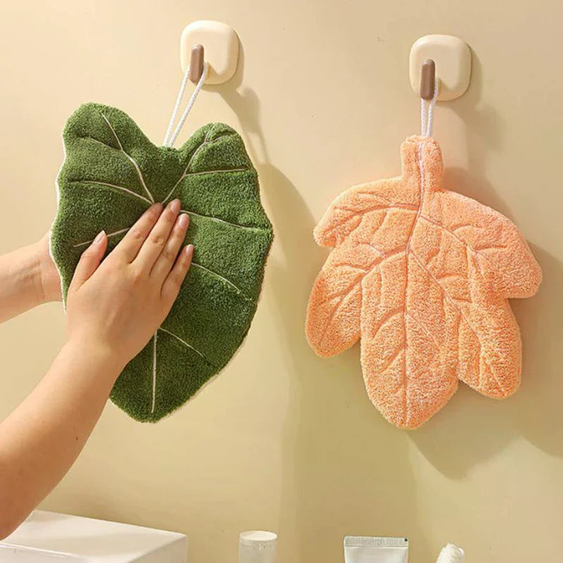 Leaf-Shape Double-Layer Hand Towel | Fast-Dry Coral Fleece