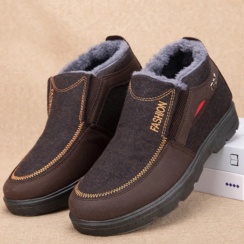Men's Waterproof Plush Snow Boots – Anti-Slip Ankle Winter