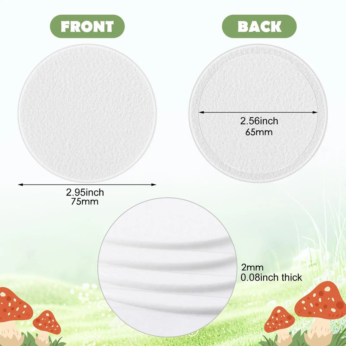 Mushroom Filter Discs 24-Pack – Moisture Preservation Pads