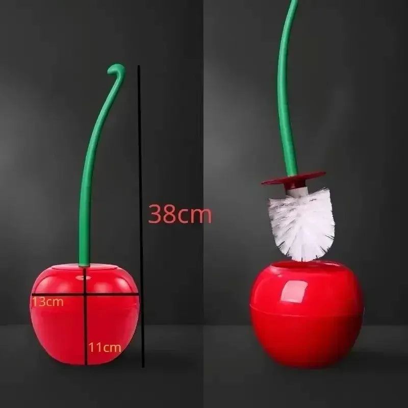 Red Toilet Brush Creative Lovely Cherry Shape Lavatory Holder