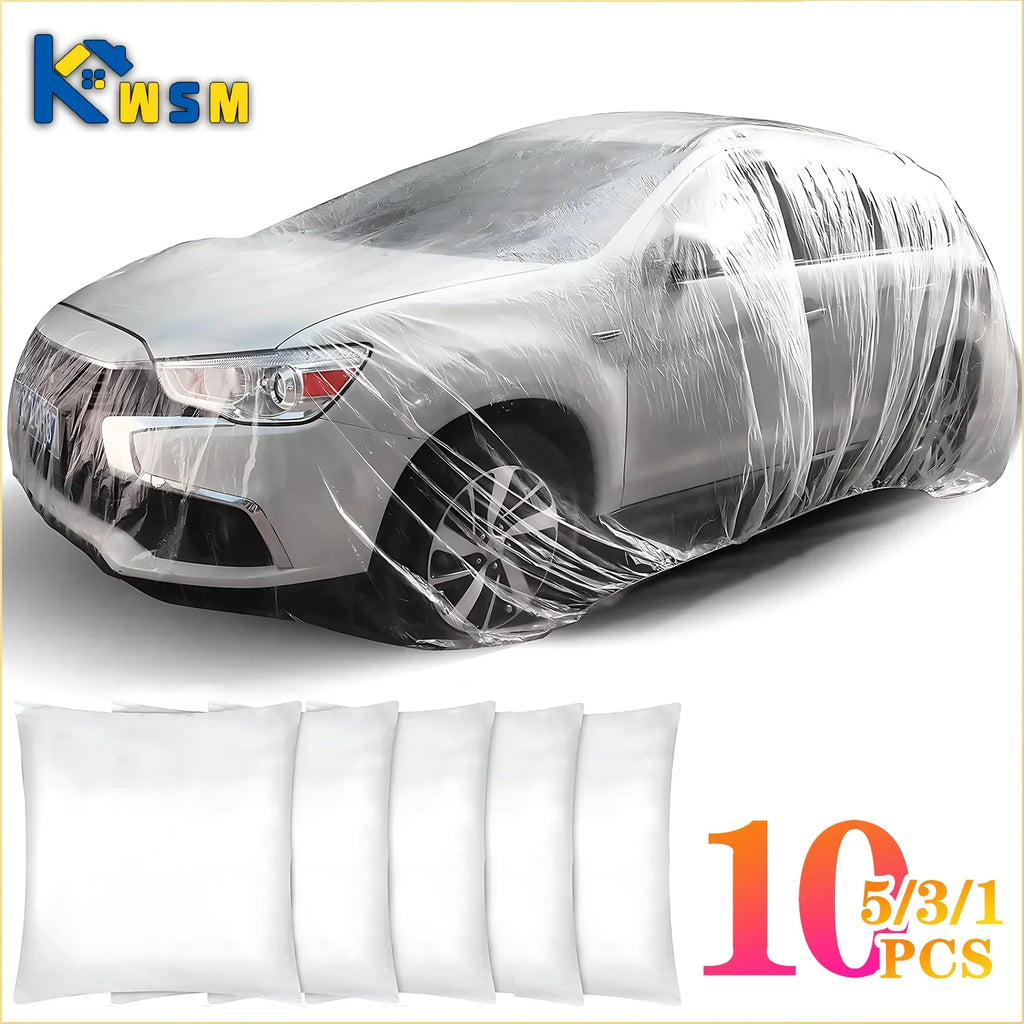 Disposable Transparent PE Car Cover – Rain & Dust Protection