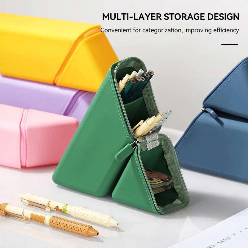 Silicone Pen Holder Foldable Students Pencil Case Large Capacity