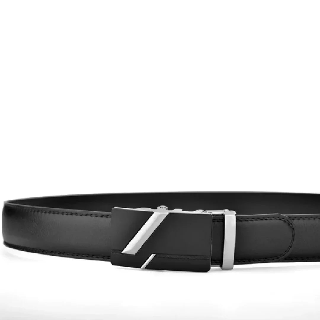 Men's High-quality PU Leather Belt Metal Automatic Buckle Long Luxury