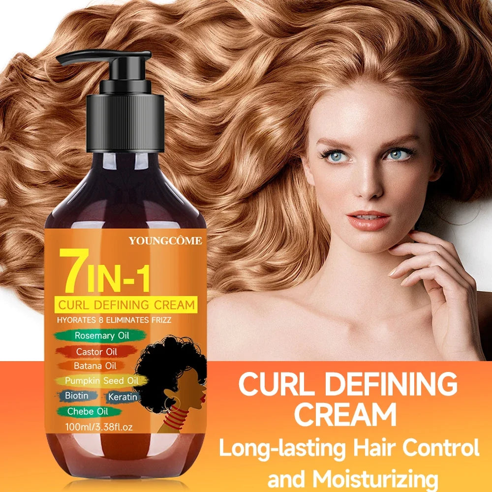 YOUNGCOME 7-in-1 Curl Defining Cream – Curly & Wavy Hair