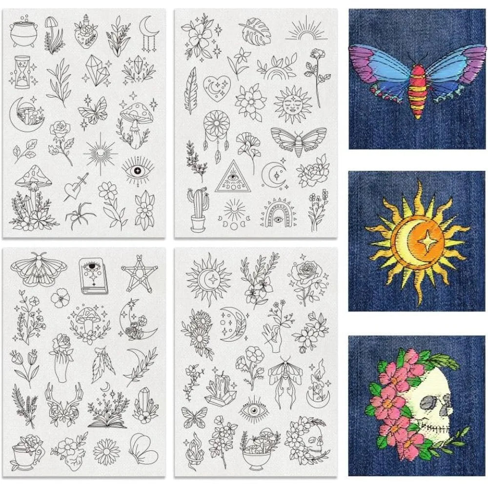 79PCS Boho Water Soluble Embroidery Stabilizers – 4 Sheets