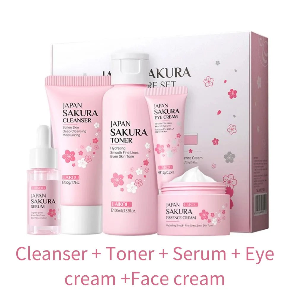 Sakura Skin Care Sets Cleanser Serum Eye Cream Facial Beauty Products