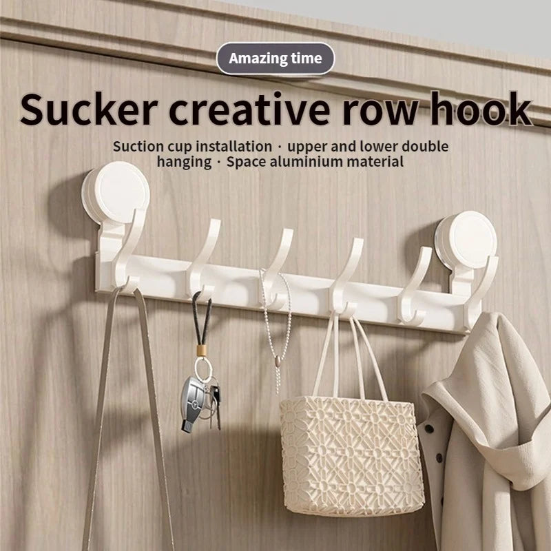 No-Drill Suction Cup Wall Hooks | 8-Hook Heavy Duty Organizer