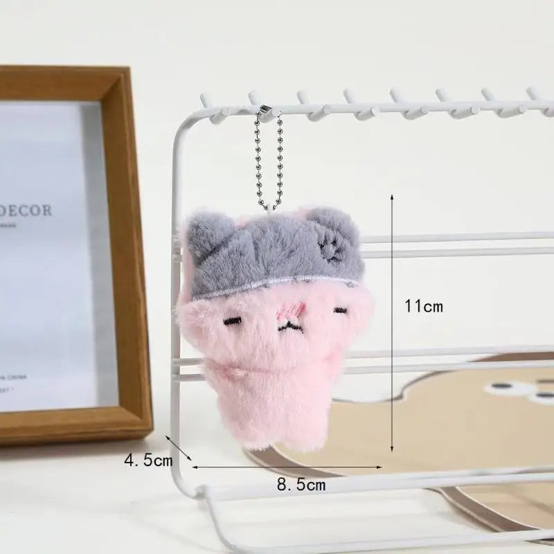 Kawaii Plush Cat Keychain – Cute Bag Charm & Backpack Pendant