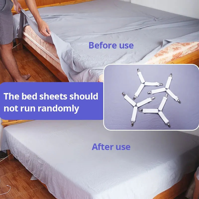 4-Pack Adjustable Bed Sheet Fasteners & Mattress Clip Grippers