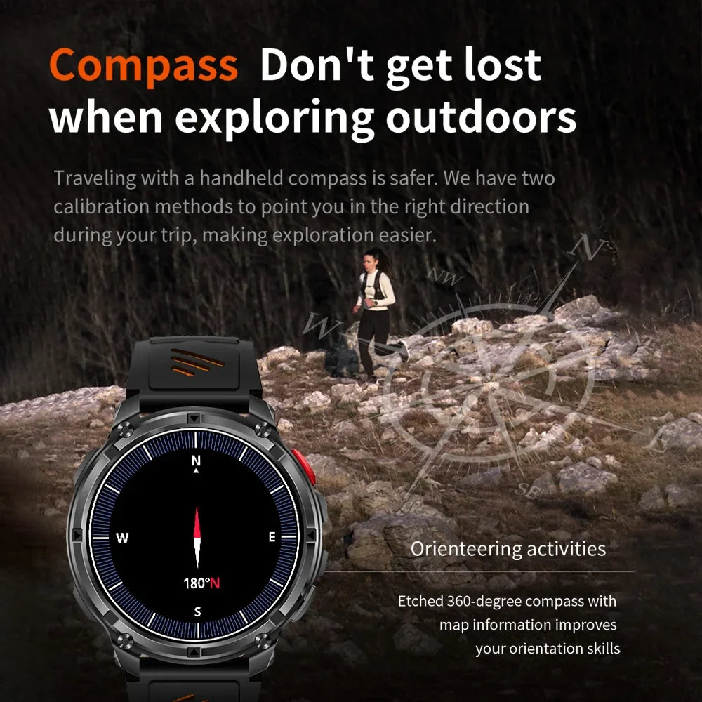 Yoateo Smart Watch – 1100mAh Battery, Bluetooth Call & Compass