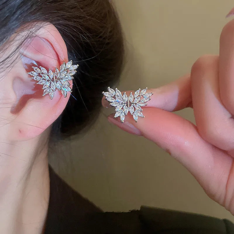 Huitan Butterfly Clip-On Earrings | Cubic Zirconia Ear Climbers