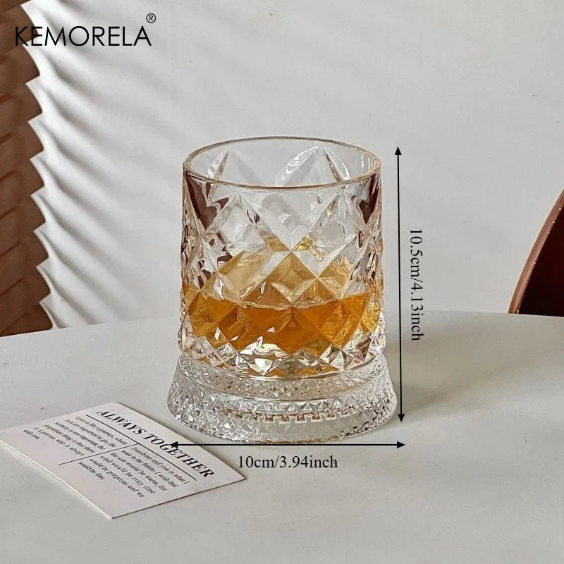 360° Rotating Whisky Glass – Crystal Tumbler Gift for Men