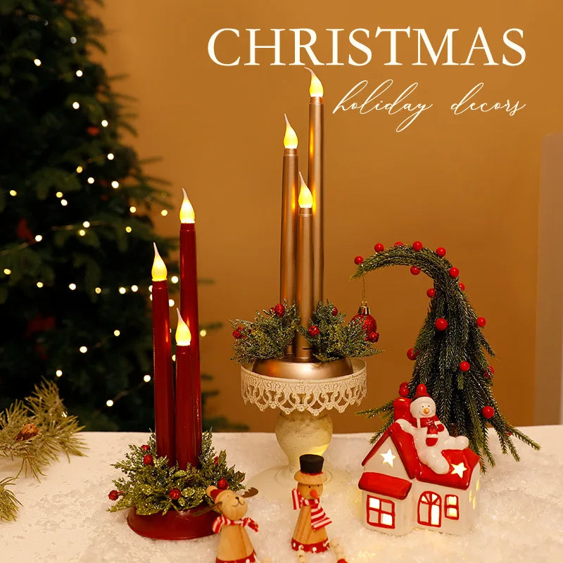 LED Electronic Candles Simulate Christmas Props Long Glossy