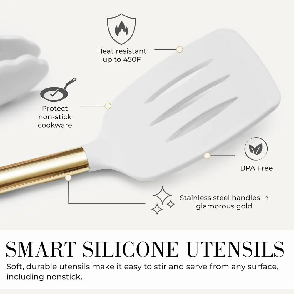 33-Piece Silicone Kitchen Utensil Set – Wooden Handle Cookware