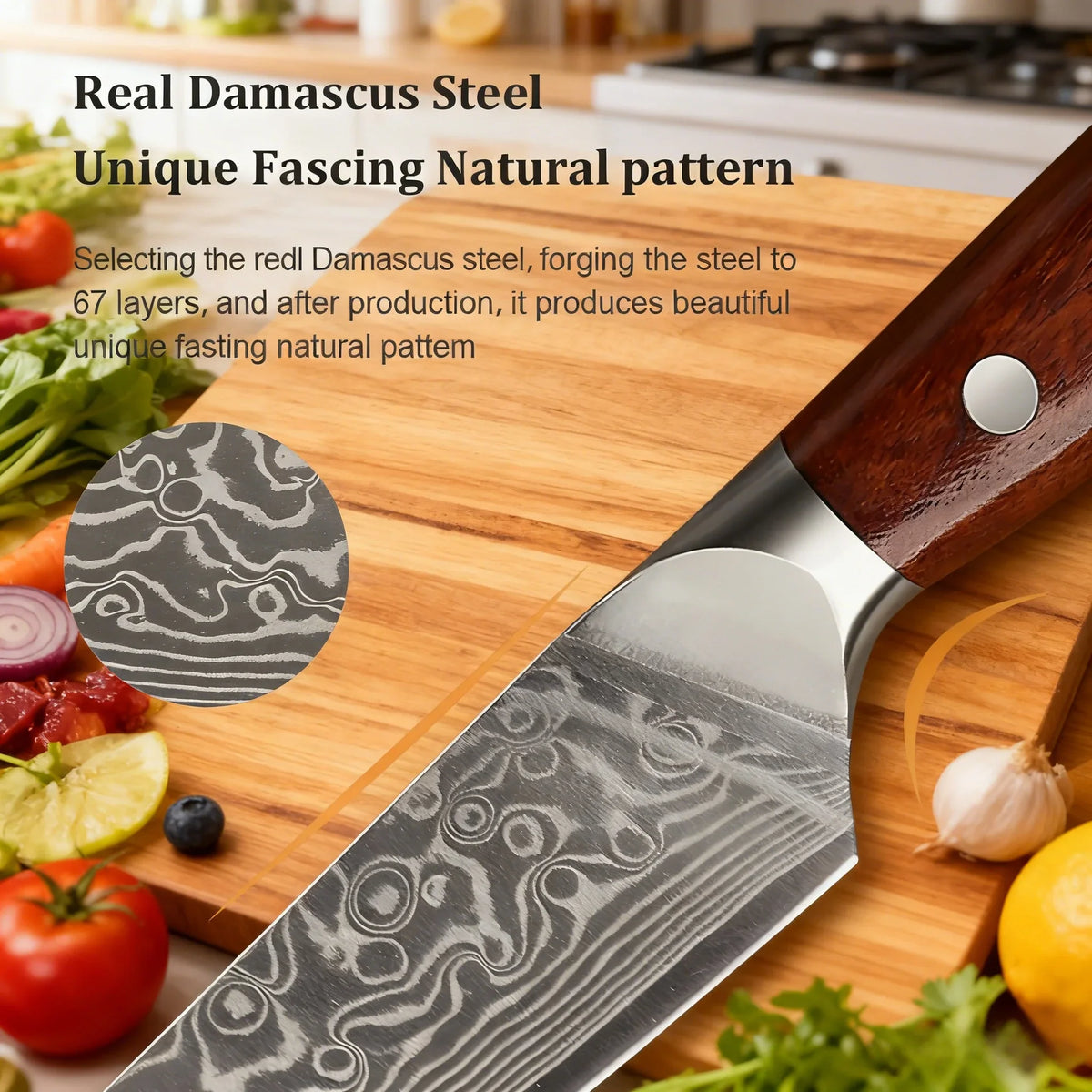 67-Layer Damascus Steel Kitchen Knife Set – 1 to 4 PCS