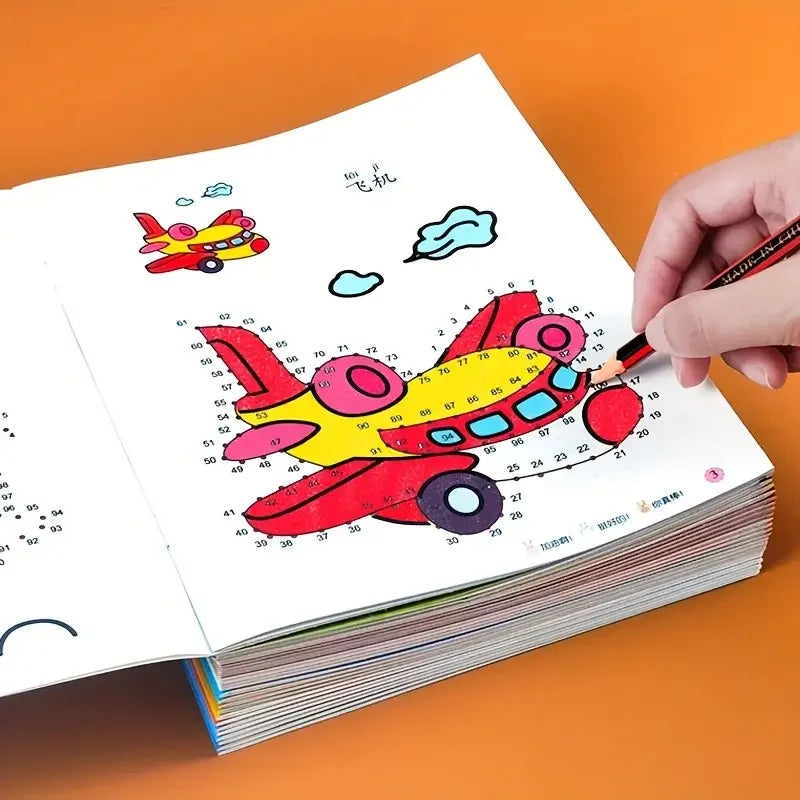 8 Books Coloring Book Children Featuring Connect-the-dots Designs