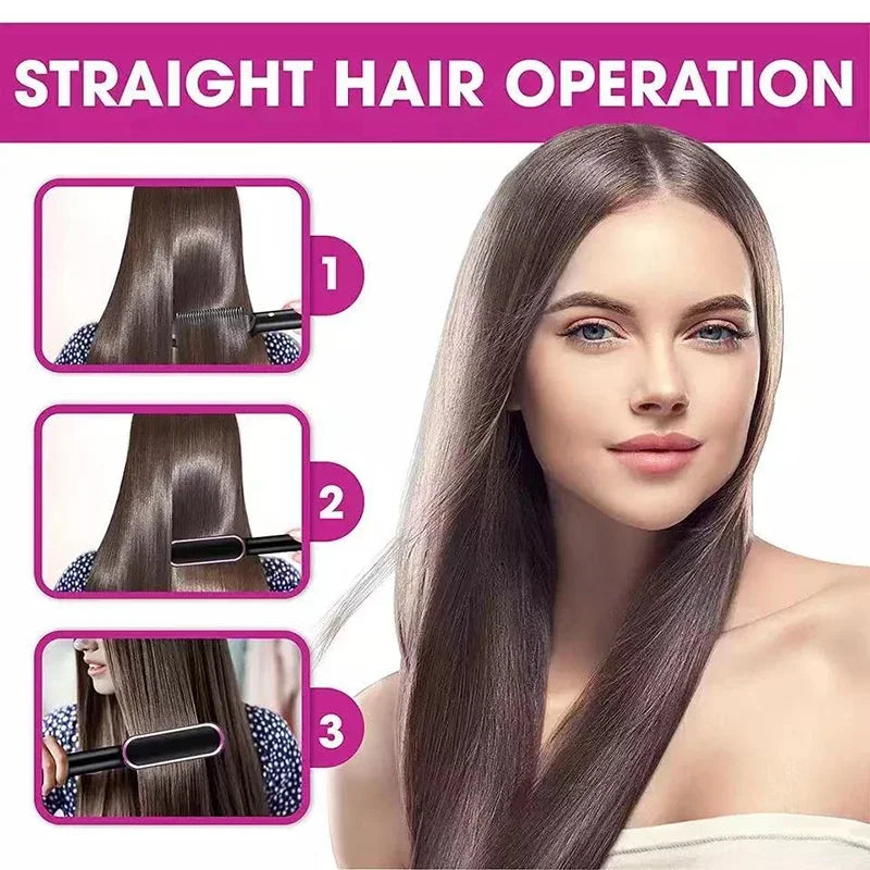 Thermostatic Hair Straightener Brush | 5 Heat Settings Ceramic Comb