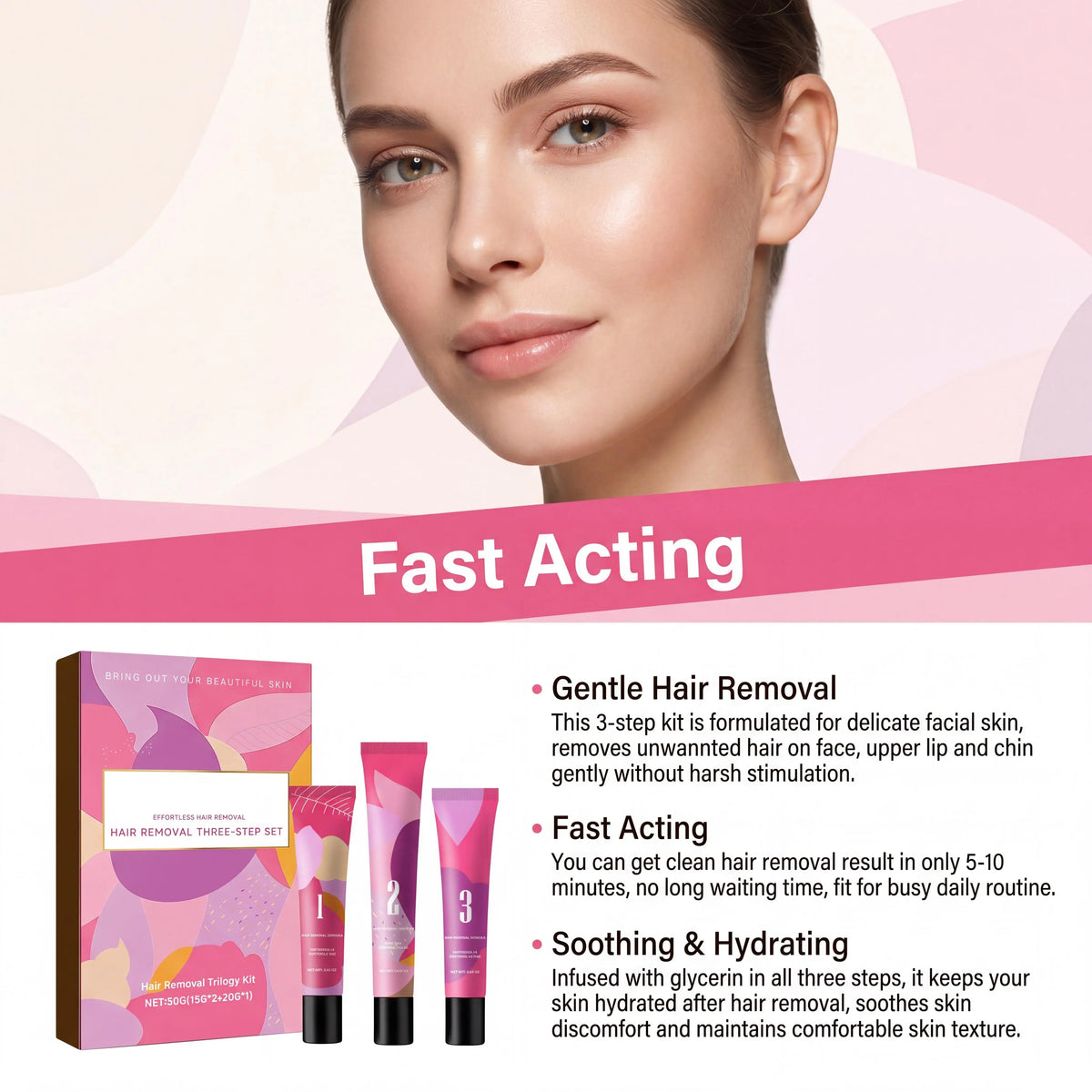 Hair Removal Cream Kit – Gentle Depilatory for Face & Body