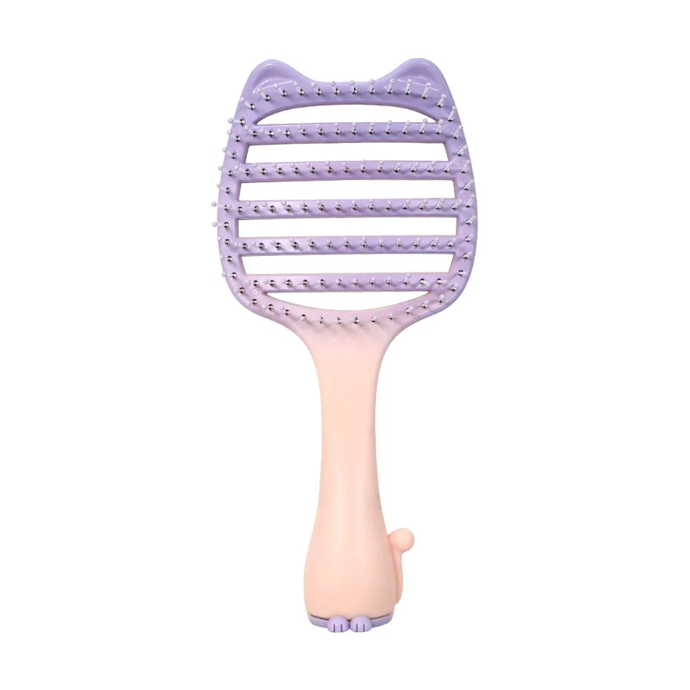 Cat Hollow-Out Detangling Hair Brush – Anti-Static Scalp Comb