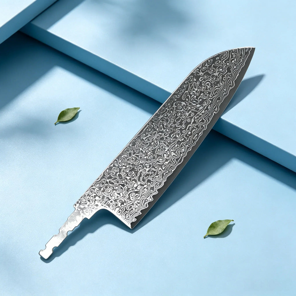 Hand Forged Damascus Steel Blade Blank – DIY Santoku Knife