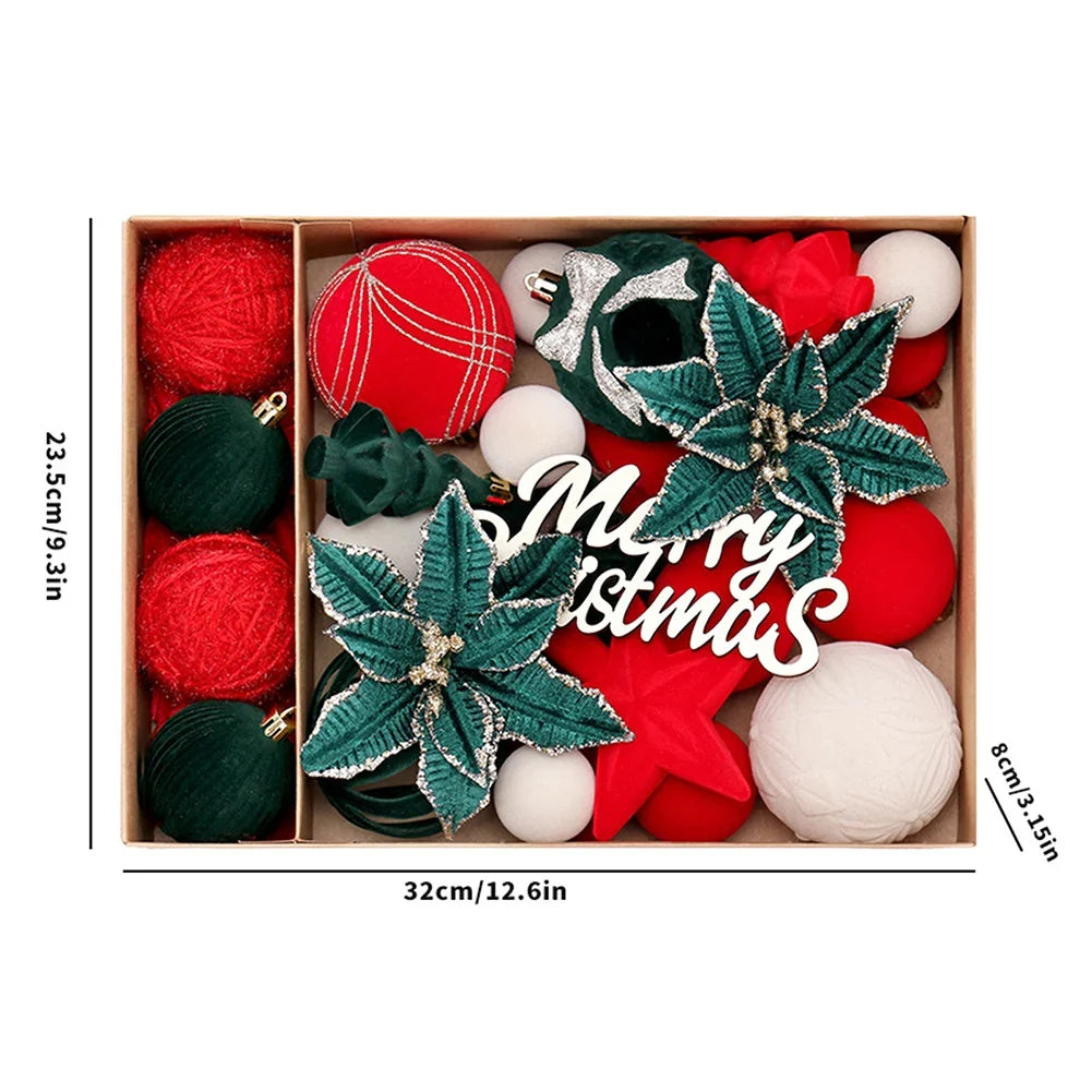 38-Piece Velvet Christmas Ball Ornaments – Mixed Color Set