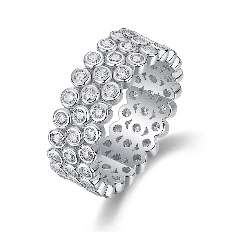 Huitan Silver Cubic Zirconia Wedding Band Ring | Women's