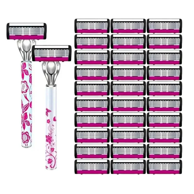 6-Blade Manual Razor for Women – Easy Blade Replacement