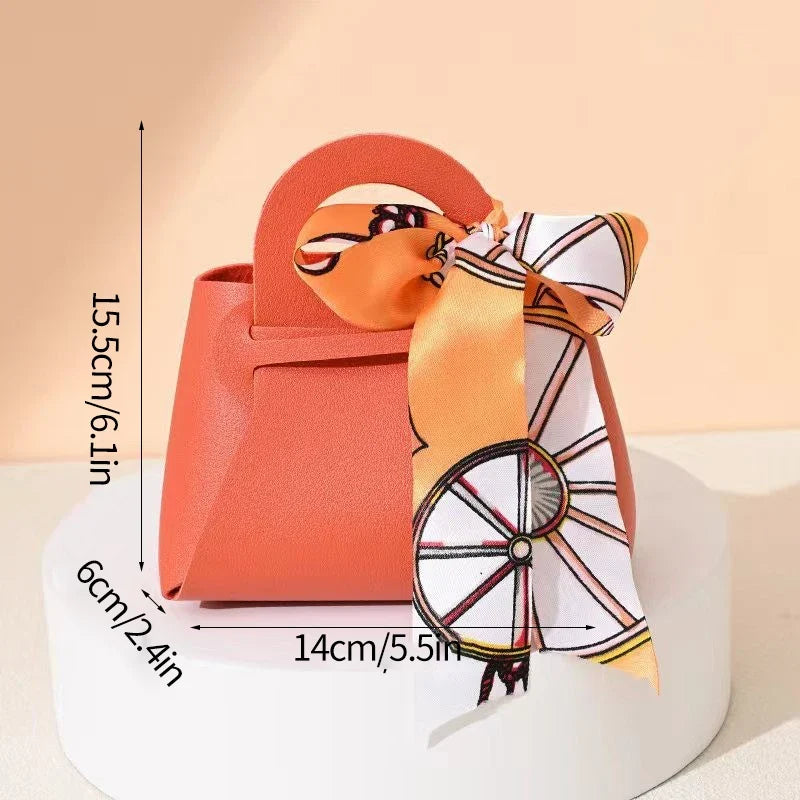Leather Bags Bow Ribbon Packaging Bag Wedding Favour Distributions