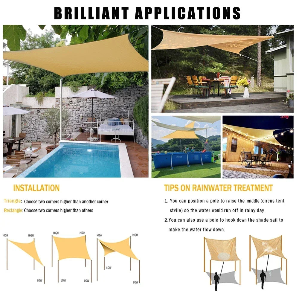 Waterproof Sun Shade Sail – 10 Sizes UV Block Canopy for Patio
