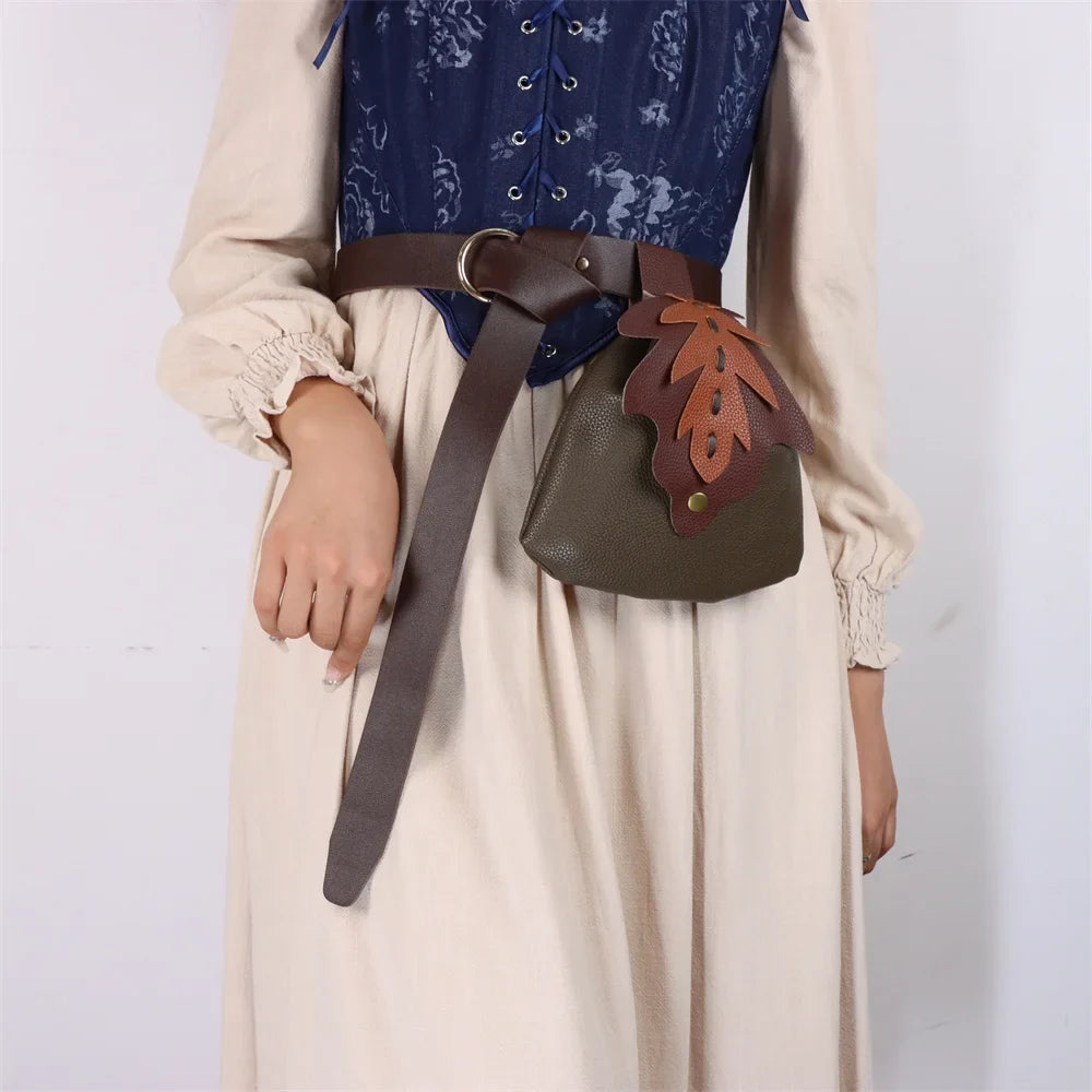 UYEE Medieval Belt Elf Leaf Waist Bag Renaissance Cosplay Copper Coin
