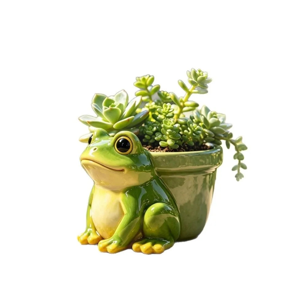 Resin Frog Flower Pot – Funny Garden Succulent & Pencil Holder