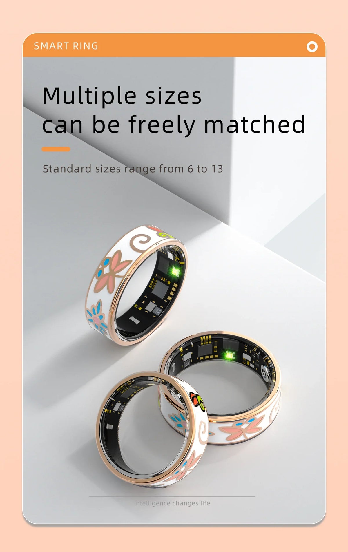 Enamels Smart Ring Fashion Women Female IP68 Waterproof Smartring