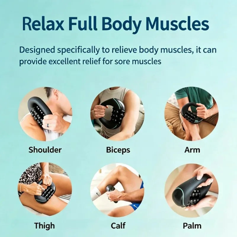 Electric Silicone Roller Massager – 3-Speed Handheld Fascia Tool