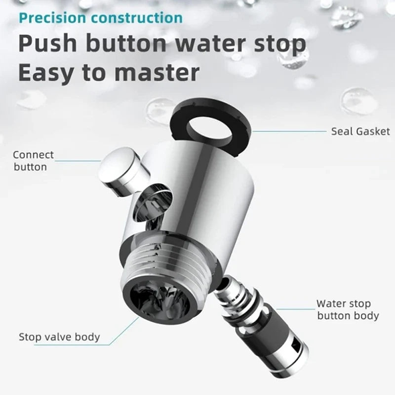 ABS Shower Head Stop Valve – One-Button Water Flow Controller