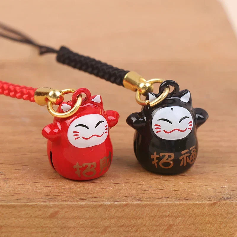 Japanese Lucky Cat Copper Bell Keychain & Bag Pendant