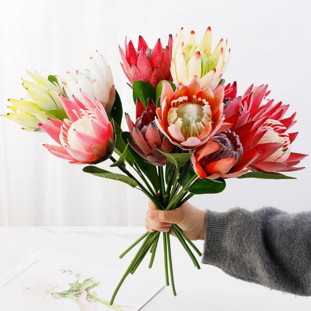 Europe Beautiful Artificial Flowers Fake King Protea Home Table