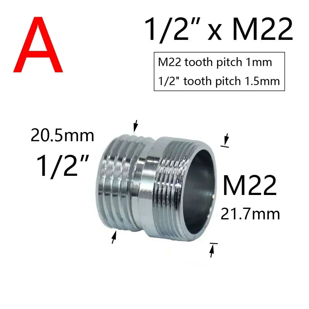 Brass Faucet Thread Coupler 1/2" to M16–M28 | Kitchen & Bath