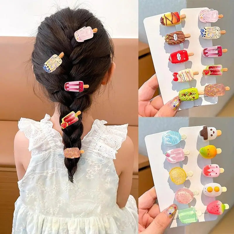 10Pcs Ice Cream Mini Duckbill Hair Clips for Women | Cute Set