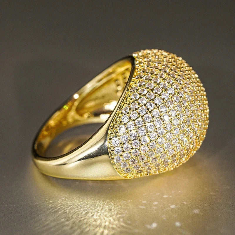 Huitan Cubic Zirconia Pave Wedding Ring for Women | CZ Band