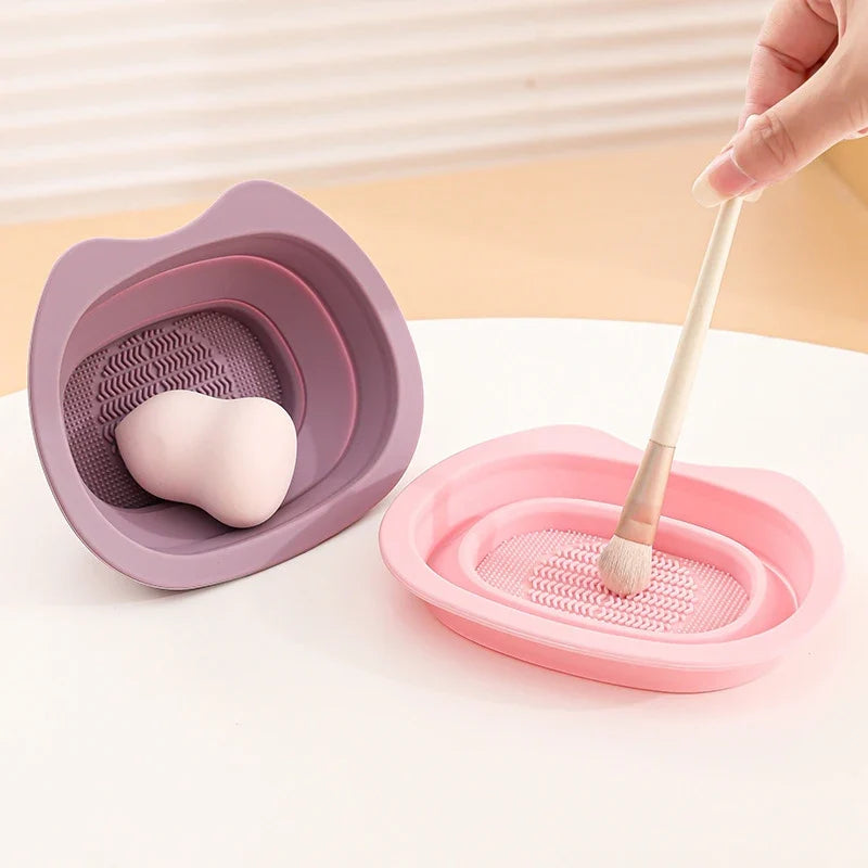 Foldable Silicone Makeup Brush Cleaning Bowl | Washing Tool