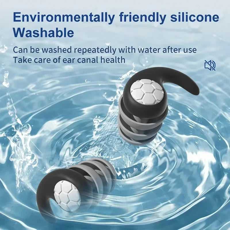 Soft Silicone Earplugs – 3-Layer Noise Reduction & Waterproof